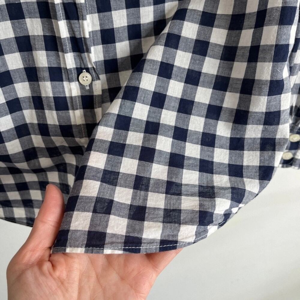 J. Crew Women's The Perfect Shirt XS Gingham Check Navy Blue Button Up Cotton - Picture 5 of 9